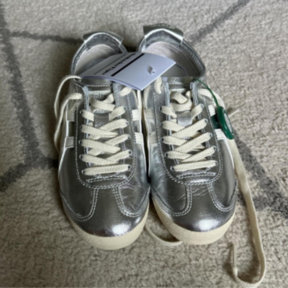 Silver and white Onitsuka Tiger 4.5